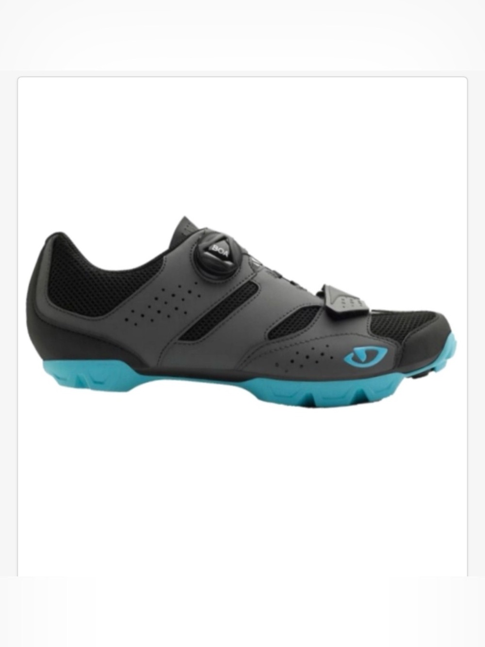 Women Black and Teal Cycling Shoe with Boa Closure with Cleats by Giro size 6